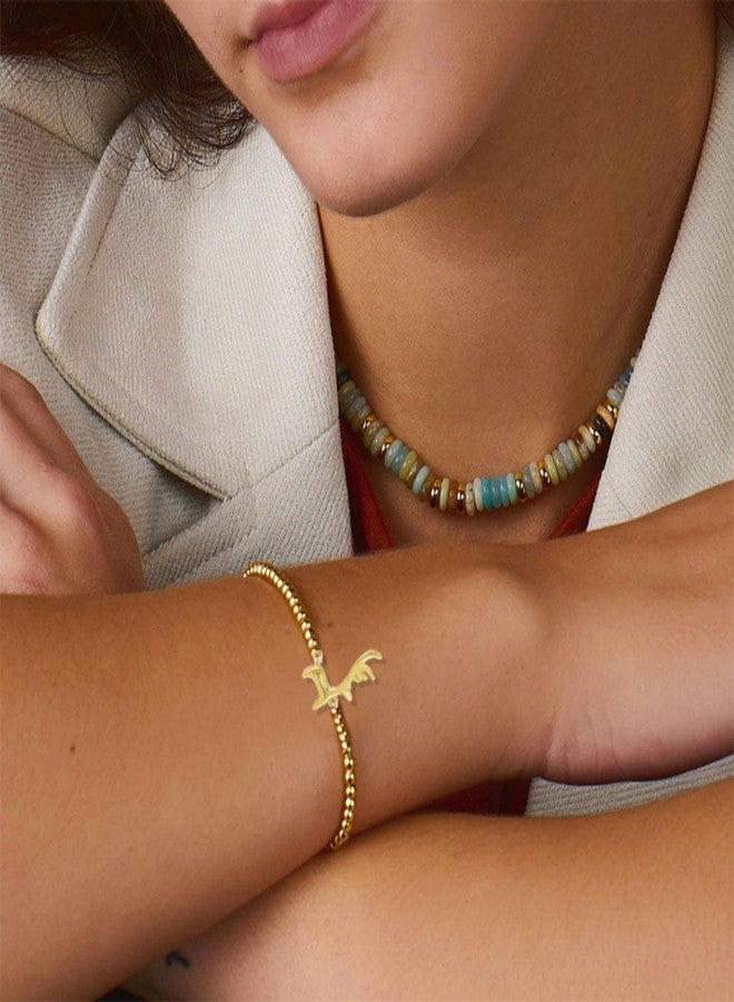 WCRAZYE Christmas Bracelet for Women Delicate Gold Bead Snowflake Reindeer Santa Claus Candy Cane Bracelets Christmas Accessories Jewelry Gift (Reindeer) - Image 4